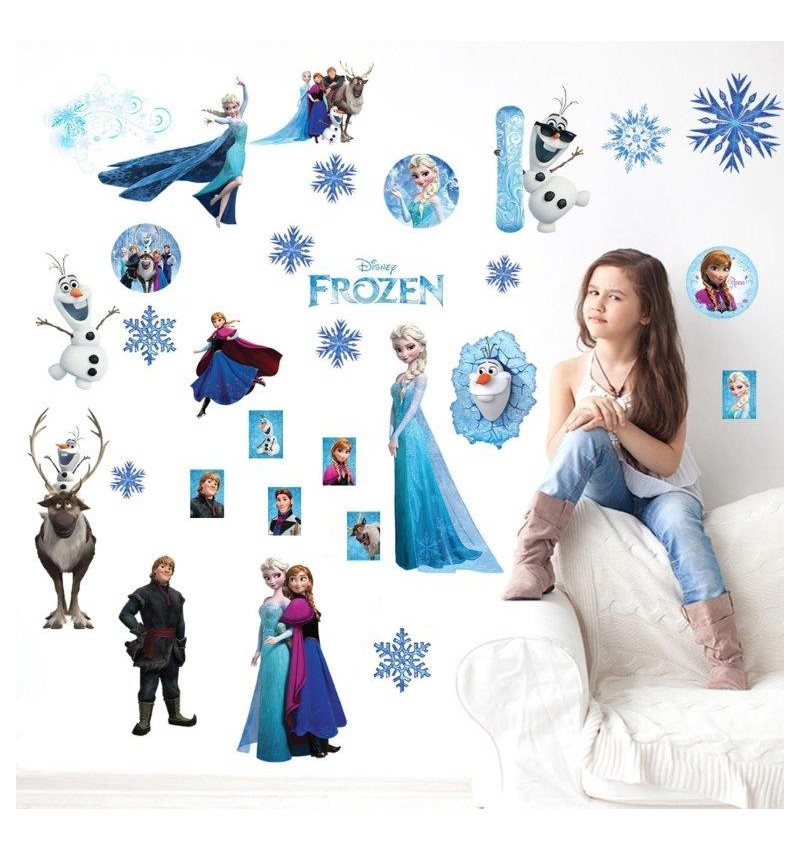 Παιδικό Αυτοκόλλητο Τοίχου Frozen Έλσα Όλαφ Άννα Disney CC6969 Μπλε