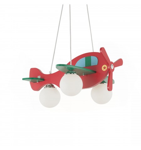 Κρεμαστό παιδικό φωτιστικό οροφής Αεροπλάνο Avion μπλε κόκκινο Ideal Lux
